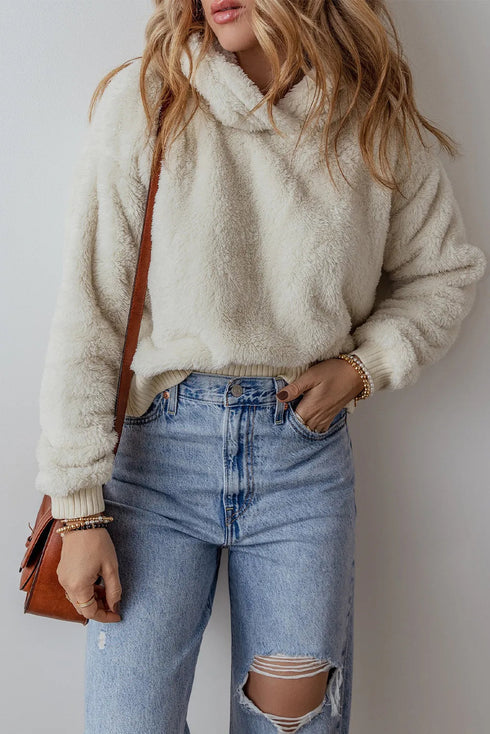 'Ulrika' Fuzzy Long Sleeve Hoodie - Celes Fashion